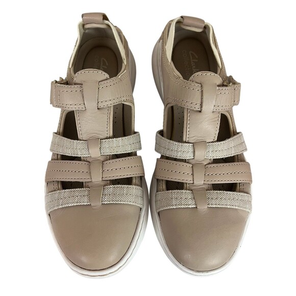 Clarks Collection Teagan Step Sneakers Women's 10 Sand Leather Fisherman Sandals - Picture 7 of 11